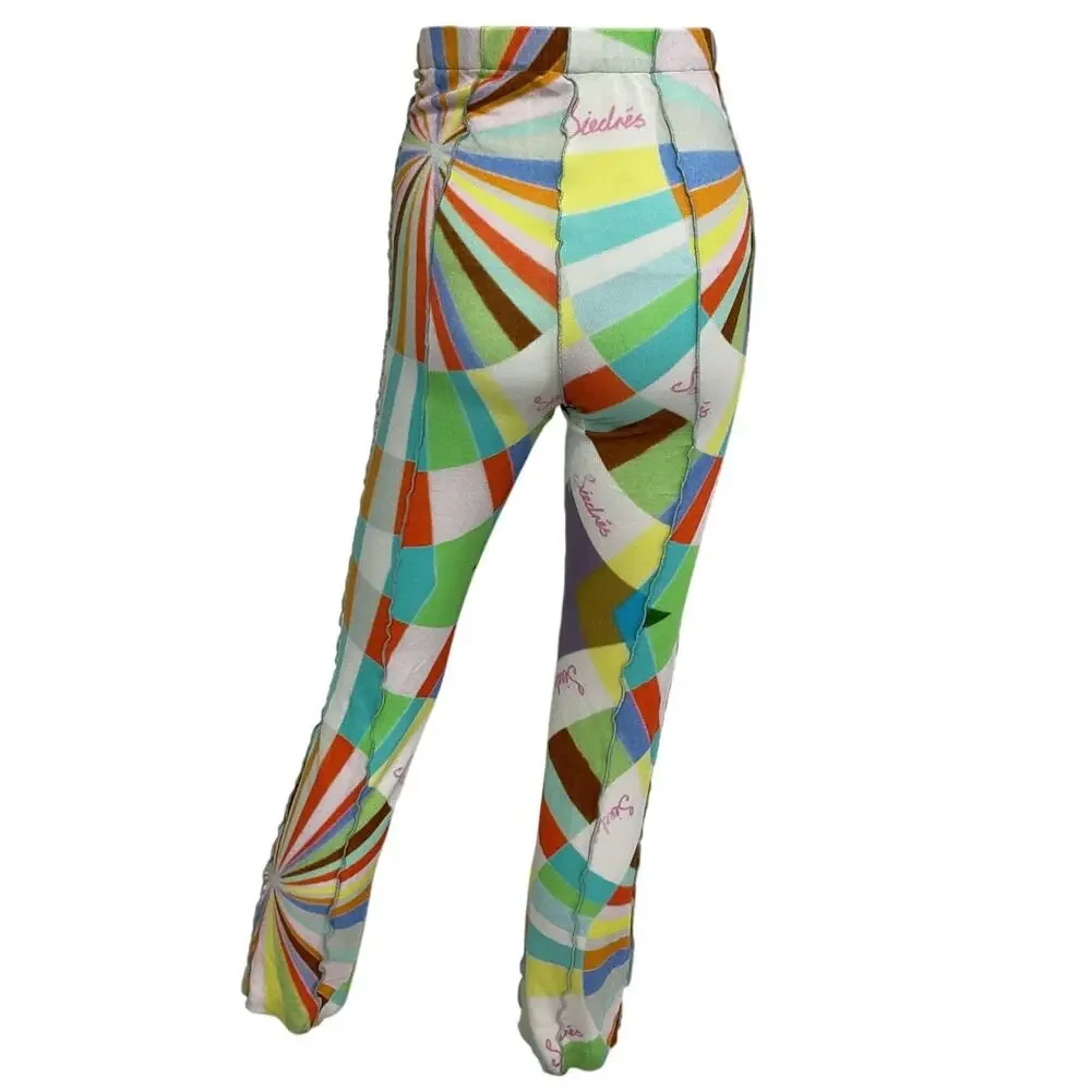 Siedres Vibrant Multicolor Kaleidoscope-Print Jersey Slim-Leg Pants Size XS - Picture 3 of 5